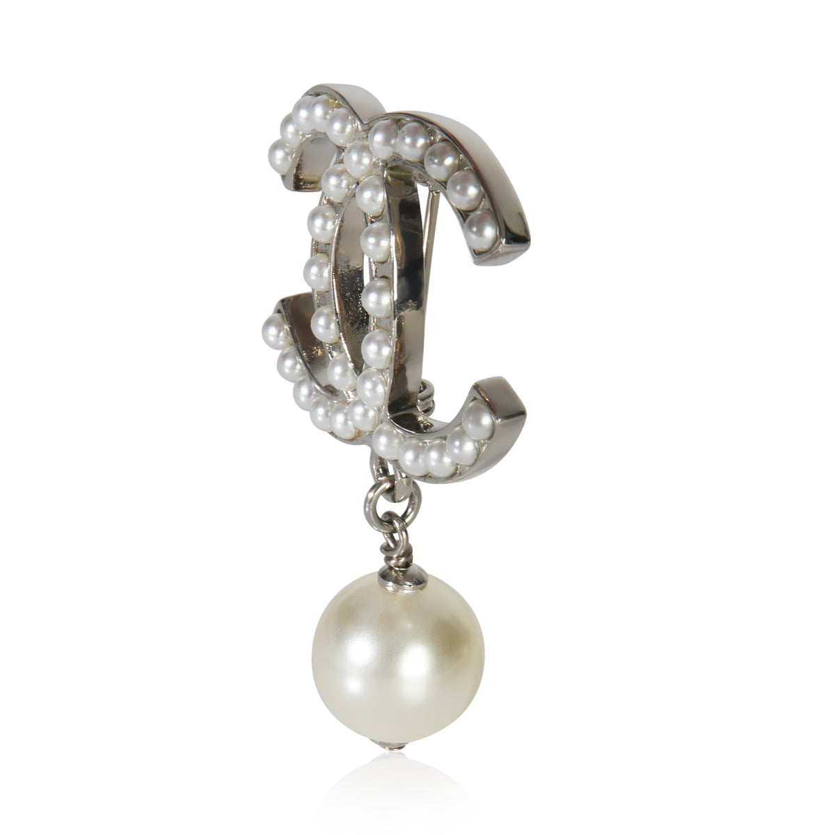 Gold-Plated  2008 Faux Pearl CC Brooch