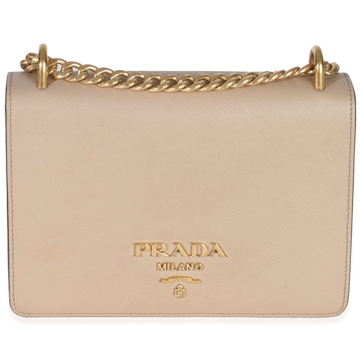 Prada Cammeo Saffiano Lux Small Logo Chain Flap Bag Handbag fv