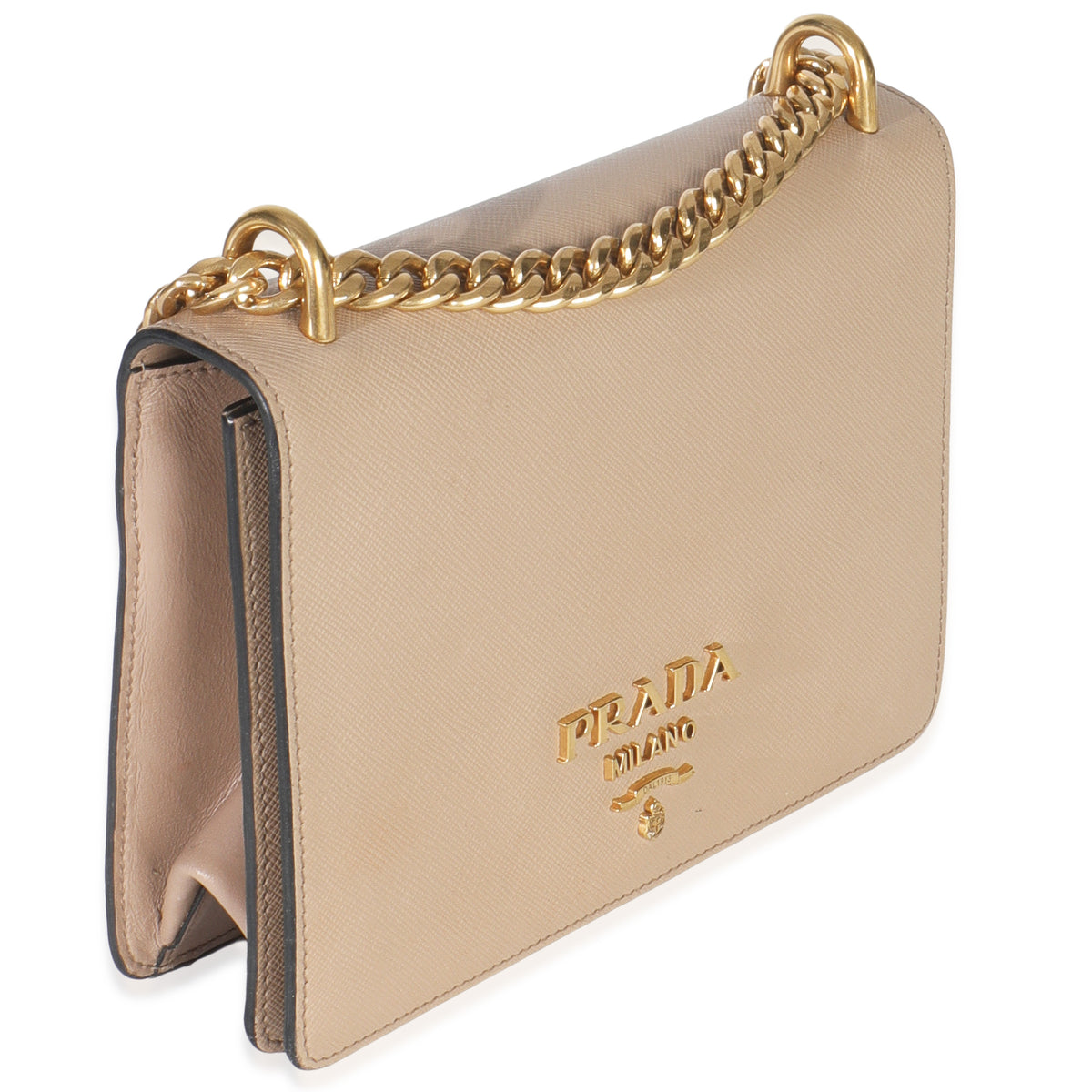 Prada Cammeo Saffiano Lux Small Logo Chain Flap Bag Handbag pv