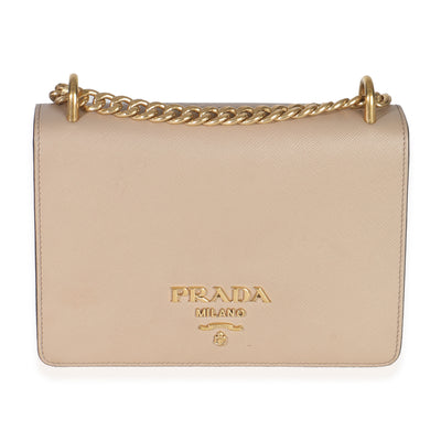 Cammeo Saffiano Lux Small Logo Chain Flap Bag