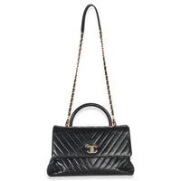Chanel Black Chevron Aged Calfskin Large Coco Top Handle Bag Handbag ad1