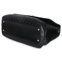 Chanel Black Chevron Aged Calfskin Large Coco Top Handle Bag Handbag box