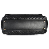Chanel Black Chevron Aged Calfskin Large Coco Top Handle Bag Handbag stamp