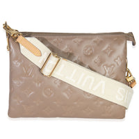 Taupe Monogram Embossed Lambskin Coussin PM