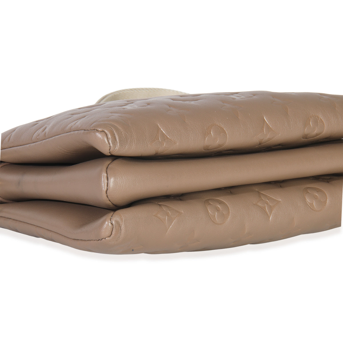 Taupe Monogram Embossed Lambskin Coussin PM