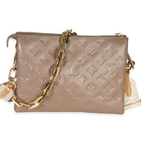 Taupe Monogram Embossed Lambskin Coussin PM