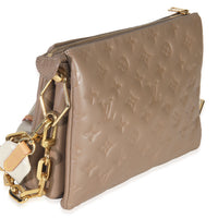 Taupe Monogram Embossed Lambskin Coussin PM