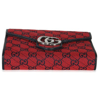 Red Blue Matelasse Diagonal Canvas GG Marmont Chain Wallet