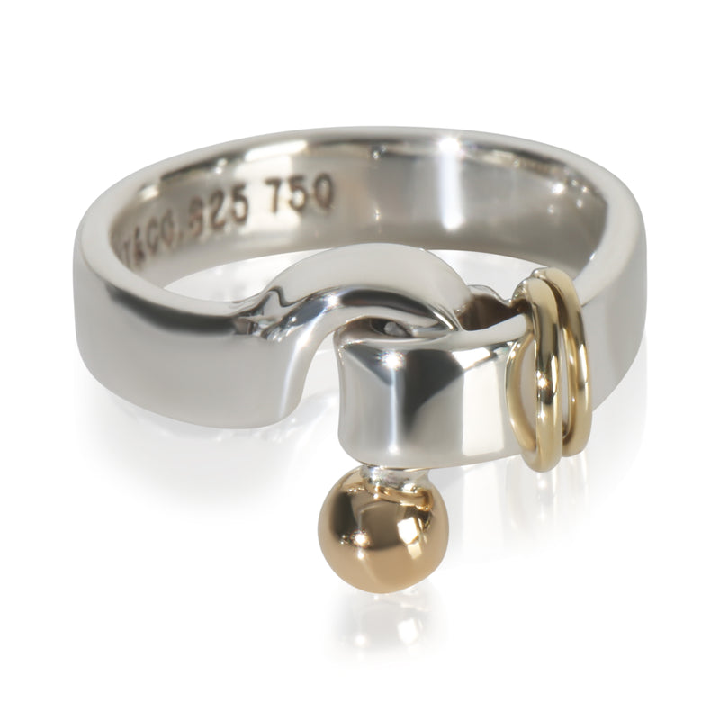 Yellow Gold & Sterling Silver  Vintage Hook Ring