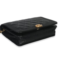 Black Quilted Caviar Boy Wallet On Chain