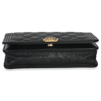 Black Quilted Caviar Boy Wallet On Chain