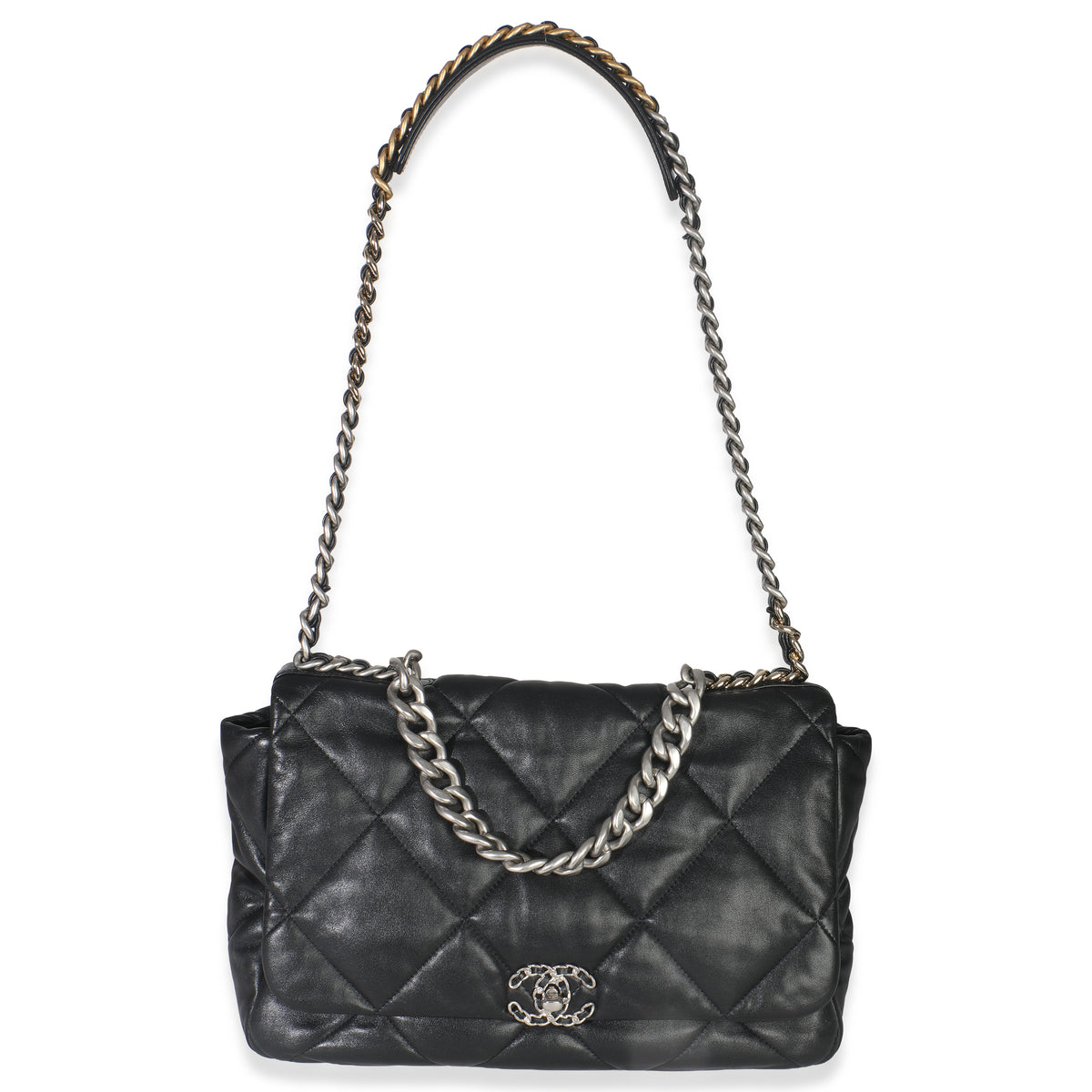 Black Quilted Lambskin Maxi Chanel 19 Flap Bag