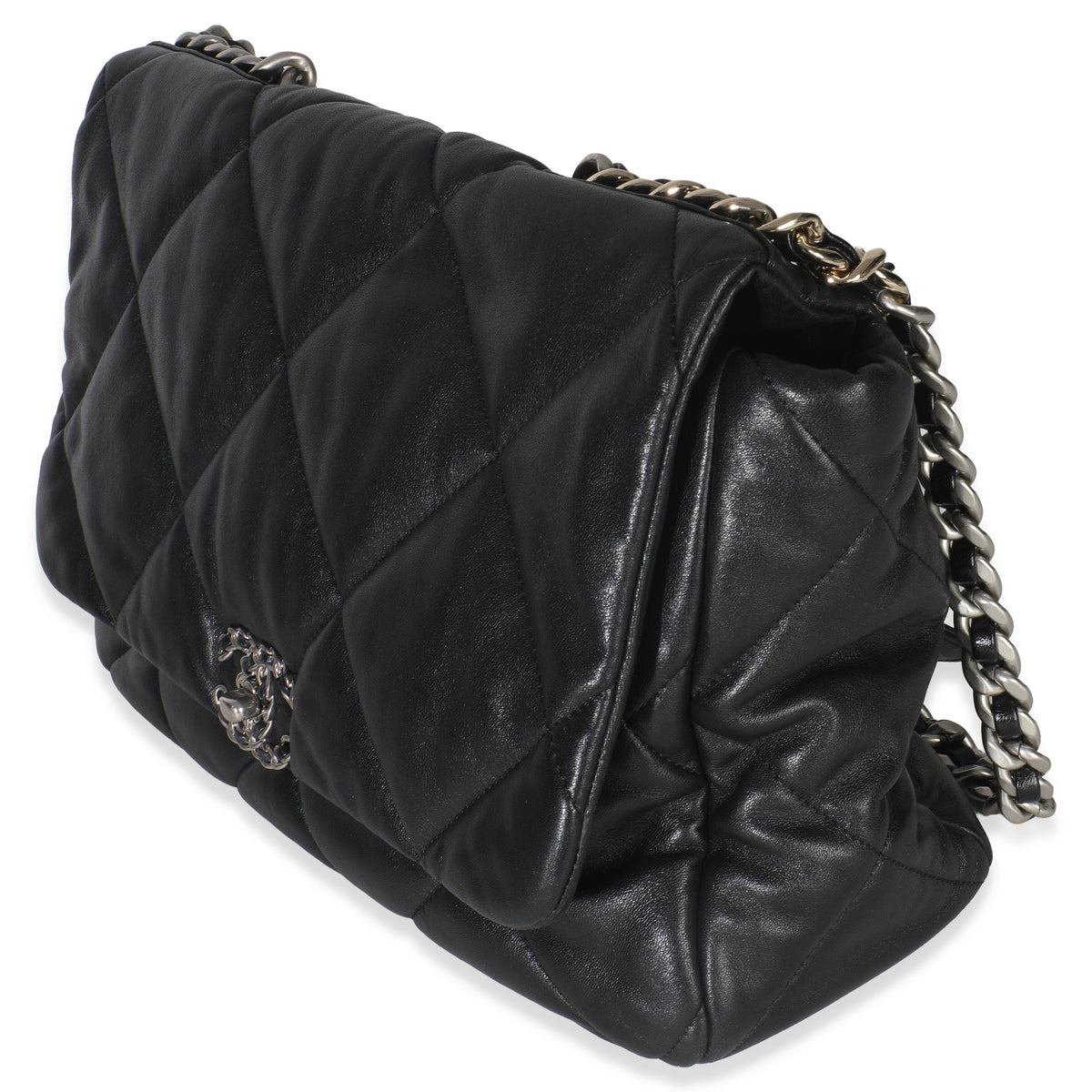 Black Quilted Lambskin Maxi Chanel 19 Flap Bag