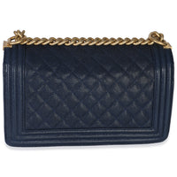 Chanel Navy Quilted Caviar Old Medium Boy Handbag Handbag bv