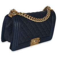 Chanel Navy Quilted Caviar Old Medium Boy Handbag Handbag pv