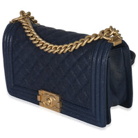 Chanel Navy Quilted Caviar Old Medium Boy Handbag Handbag sv