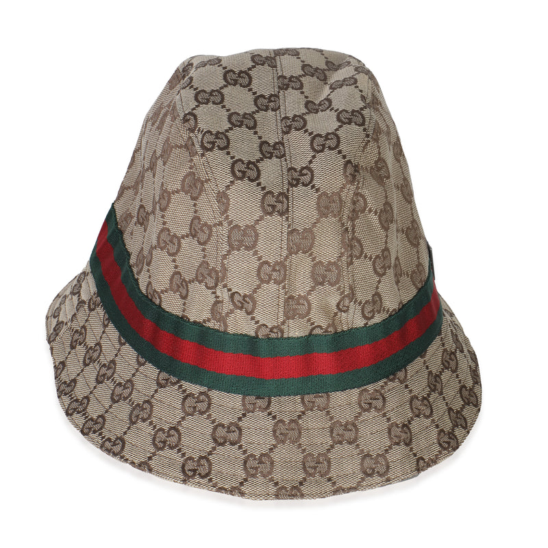 Vintage Beige GG Canvas Web Bucket Hat L