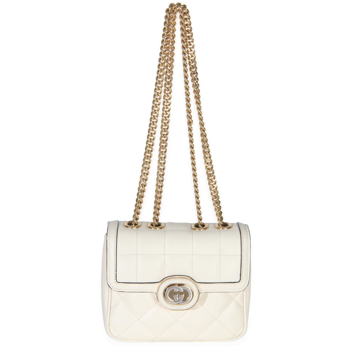 Gucci White Quilted Calfskin Mini Deco Chain Bag Handbag av