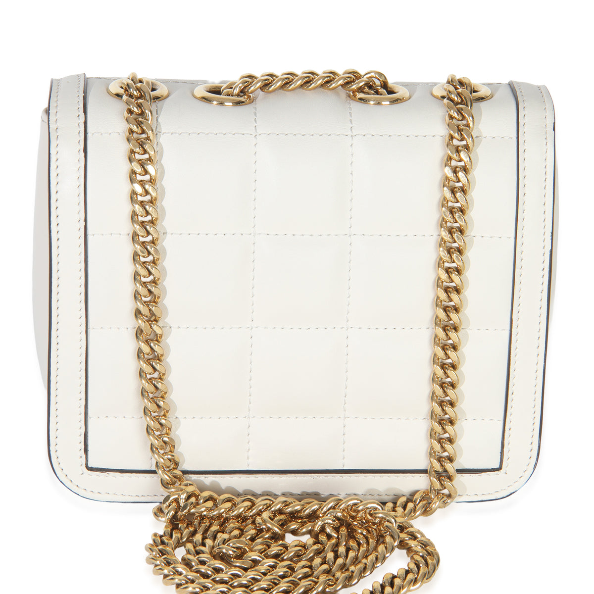 Gucci White Quilted Calfskin Mini Deco Chain Bag Handbag bv