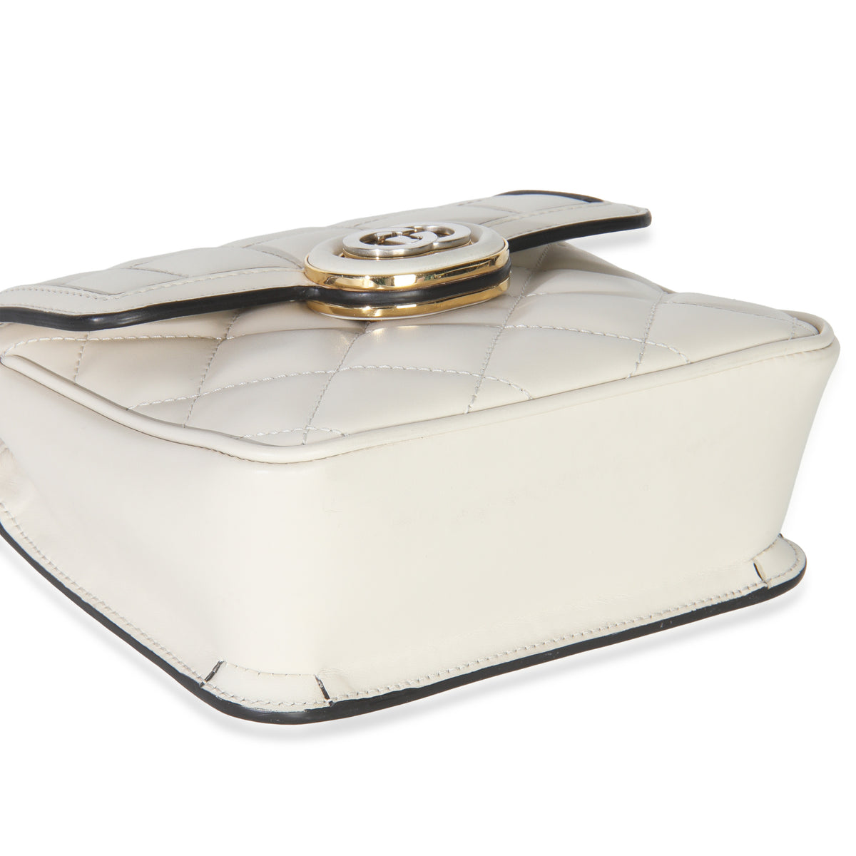 Gucci White Quilted Calfskin Mini Deco Chain Bag Handbag clasp