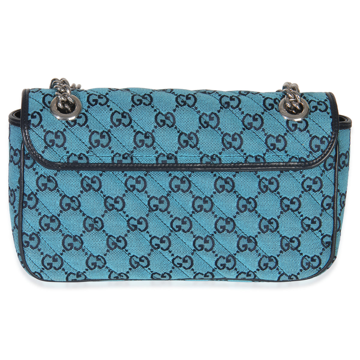Gucci Blue GG Canvas Diagonal Small GG Marmont Bag Handbag bv