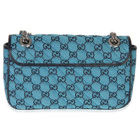 Gucci Blue GG Canvas Diagonal Small GG Marmont Bag Handbag bv