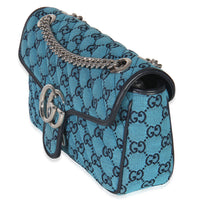 Gucci Blue GG Canvas Diagonal Small GG Marmont Bag Handbag sv