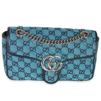 Blue GG Canvas Diagonal Small GG Marmont Bag