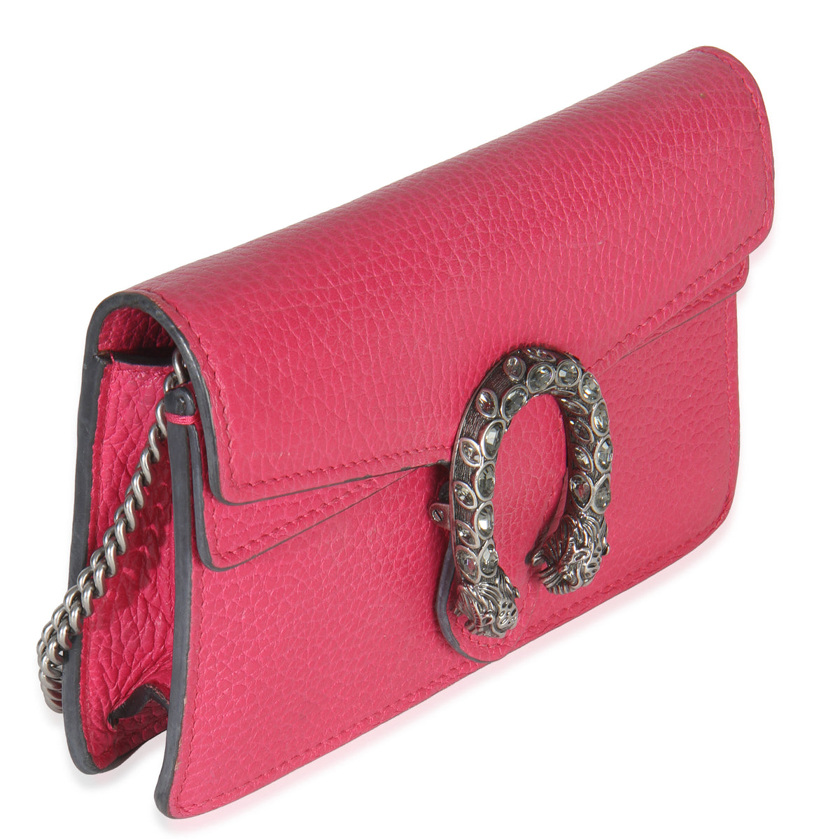 Gucci Pink Dollar Calfskin Crystal Super Mini Dionysus Flap Handbag pv