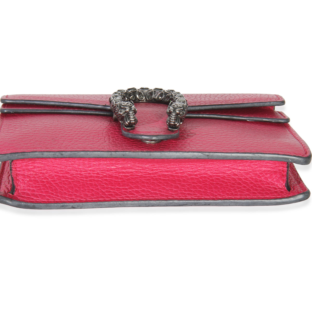 Gucci Pink Dollar Calfskin Crystal Super Mini Dionysus Flap Handbag stamp