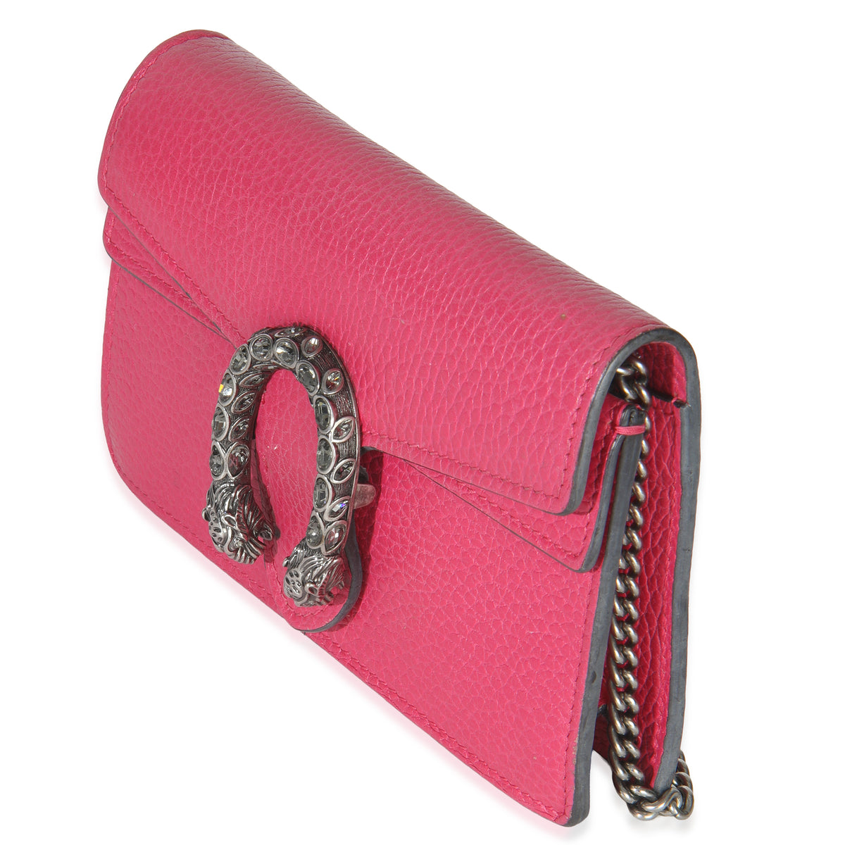 Gucci Pink Dollar Calfskin Crystal Super Mini Dionysus Flap Handbag sv