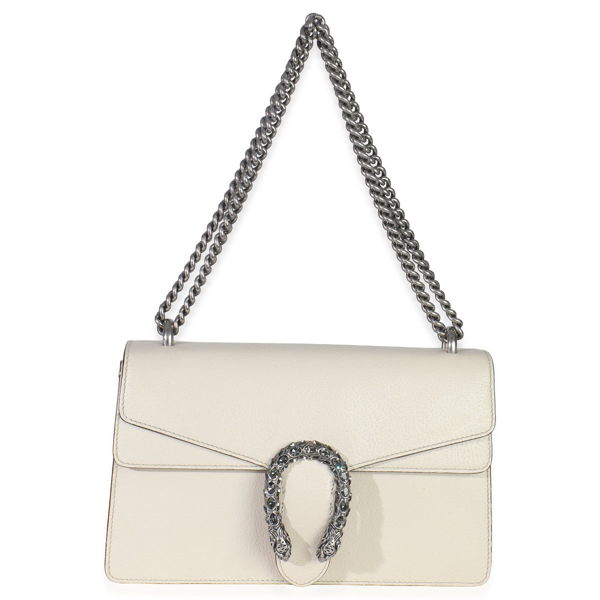 Mystic White Textured Calfskin Crystal Small Dionysus Bag