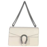 Mystic White Textured Calfskin Crystal Small Dionysus Bag