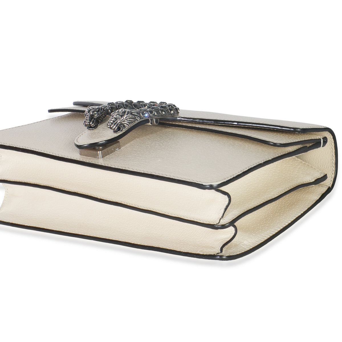 Mystic White Textured Calfskin Crystal Small Dionysus Bag