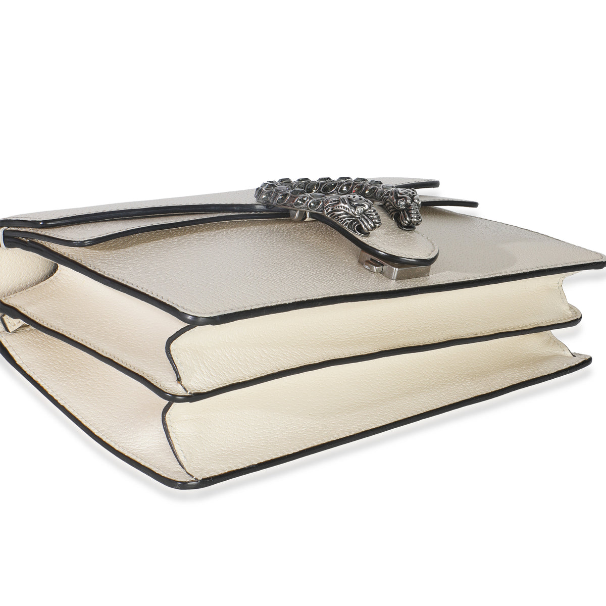 Mystic White Textured Calfskin Crystal Small Dionysus Bag