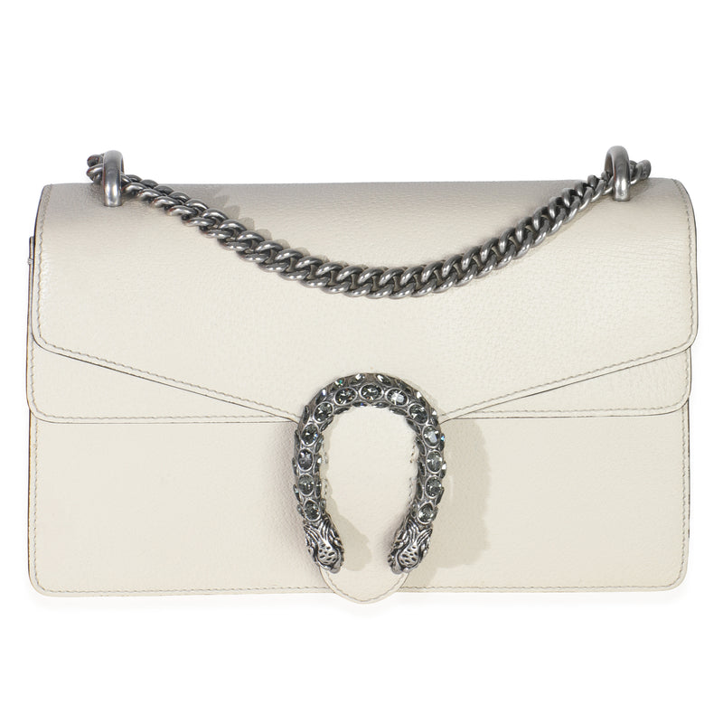 Mystic White Textured Calfskin Crystal Small Dionysus Bag