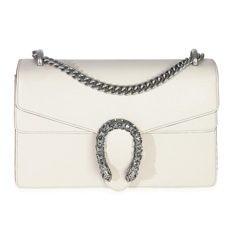 Mystic White Textured Calfskin Crystal Small Dionysus Bag
