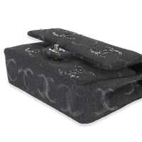 Chanel Black Denim Sequin CC Medium Classic Double Flap Bag Handbag box