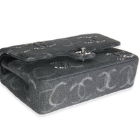 Chanel Black Denim Sequin CC Medium Classic Double Flap Bag Handbag clasp