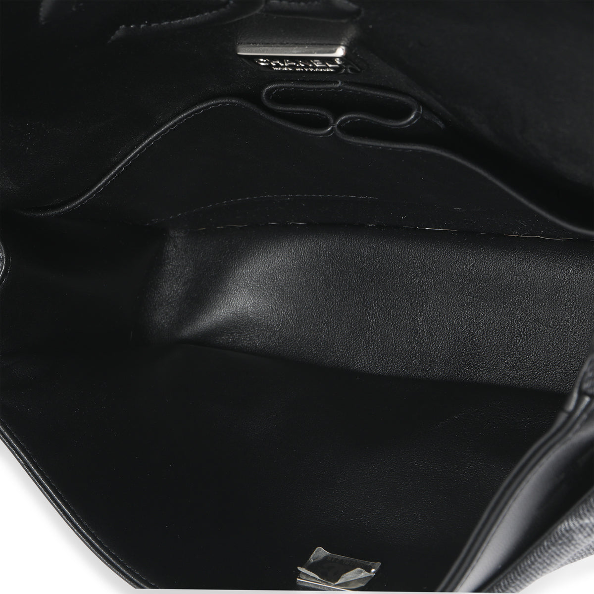 Black Denim Sequin CC Medium Classic Double Flap Bag