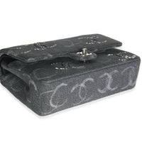 Black Denim Sequin CC Medium Classic Double Flap Bag