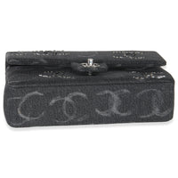 Black Denim Sequin CC Medium Classic Double Flap Bag