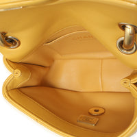 Yellow Quilted Lambskin Wenge Wood Mini Flap Bag