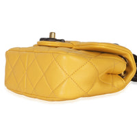 Yellow Quilted Lambskin Wenge Wood Mini Flap Bag