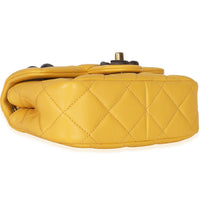Yellow Quilted Lambskin Wenge Wood Mini Flap Bag