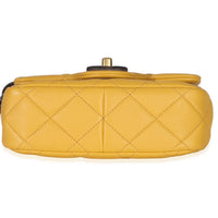 Yellow Quilted Lambskin Wenge Wood Mini Flap Bag