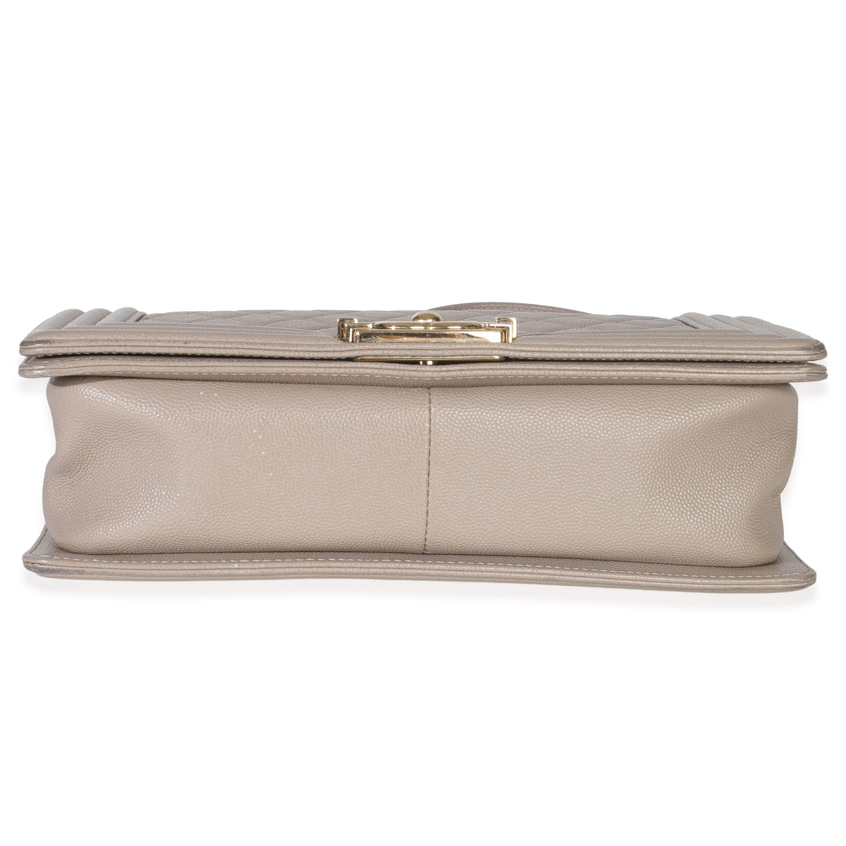 Beige Quilted Caviar Medium Boy Handbag