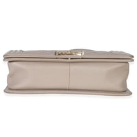 Beige Quilted Caviar Medium Boy Handbag