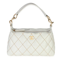 Chanel Vintage White Quilted Lambskin Surpique Hobo Handbag id