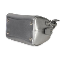 Silver Saffiano Lux Small Bauletto Bag